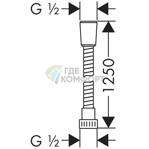 Душевой шланг HG Metaflex 1,25 м, хром (28262000) - фото 2