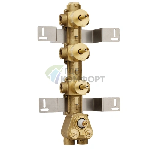 Термостат Bossini с запорным клапаном и двумя делителями — 5 выходов, высокая пропускная способность, вертикальный/горизонтальный монтаж (Z030210000) - фото 1