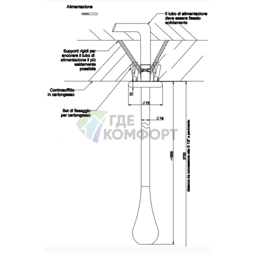 Потолочный смеситель Gessi Goccia с каплевидным изливом и дистанционным управлением, черный (33699#299) - фото 2