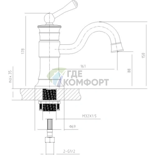 Смеситель для раковины Timo Adelia 6061/00F хромированный - фото 2