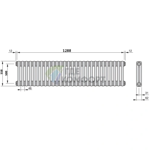 Трубчатый стальной радиатор Zehnder Charleston Z-2056/28 секций с боковым подключением N12 3/4 RAL 9016 - фото 6