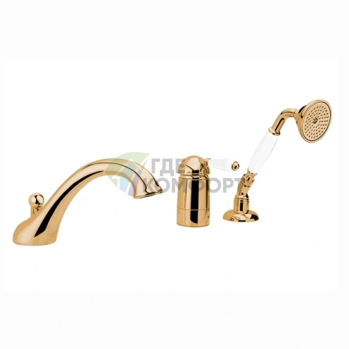 Смеситель для ванны Nicolazzi P.m. Blanc с ручным душем и позолотой 24к (3414GO76) - фото 1