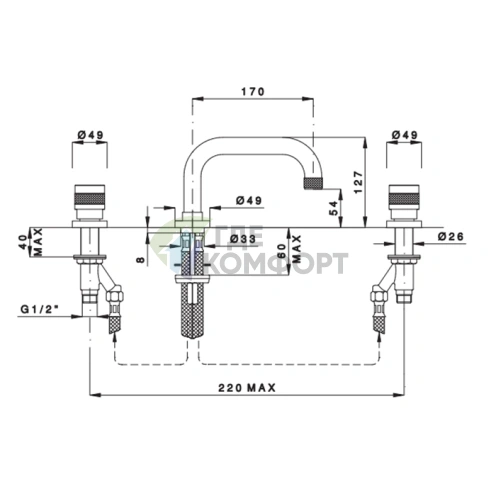 Смеситель для раковины Nicolazzi Khady на 3 отверстия в элегантном цвете Black Nichel/Rose Gold (2418TCNKNRG21) - фото 2
