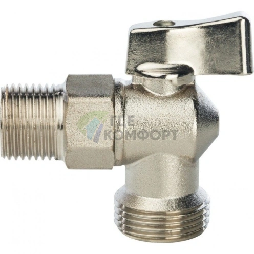Stout кран шаровой угловой 1/2 х 3/4, соединение типа мама-папа - фото 3