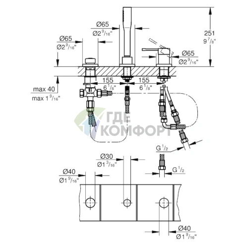 Смеситель Grohe Essence New для установки на борт ванны - фото 3