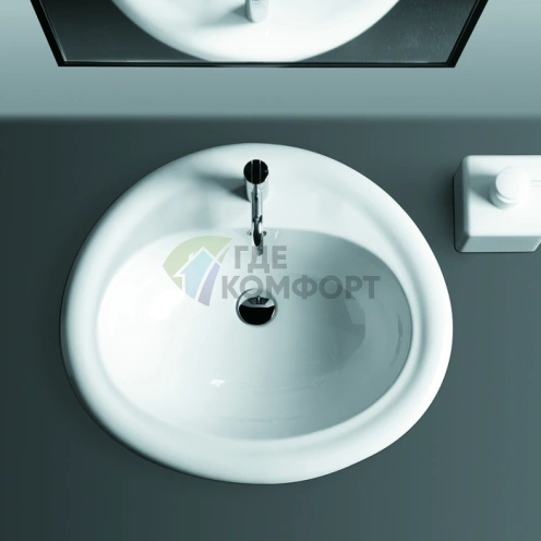 Раковина SIMAS Top Monia встраиваемая 63x56 см, белая, с отверстием под смеситель - фото 1