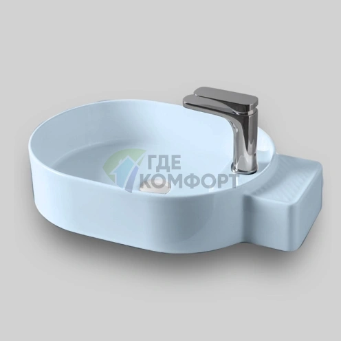 Раковина накладная Artceram Cartesio 58x36 см голубой — 1 отверстие (CAL001 32 99) - фото 1