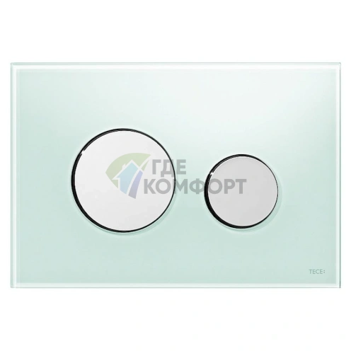 Кнопка смыва TECE Loop с зеленым стеклом и хромированным основанием - фото 1