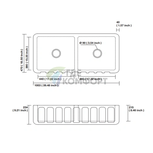 Кухонная раковина Kerasan Hannah Surrey белая без отверстия под смеситель (545101) - фото 4