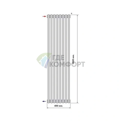 Радиатор стальной трубчатый Purmo Delta Laserline AB 3180 1800х400 8 секций с боковой подводкой - фото 4