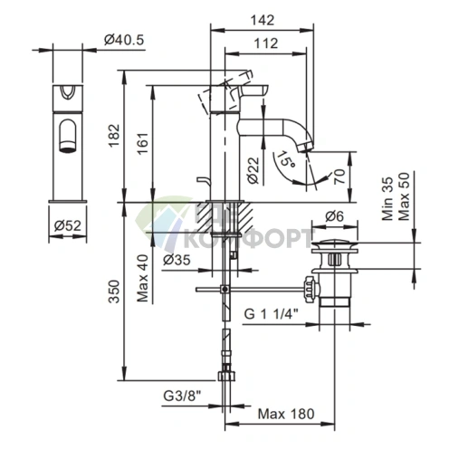 Смеситель для раковины Fantini Icona Classic, 1 отверстие, хром (53 02 R404F) - фото 2