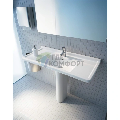 Раковина Duravit Starck 3 двойная 1300x485 мм с двумя отверстиями под смеситель и переливом, белый (865160000) - фото 5