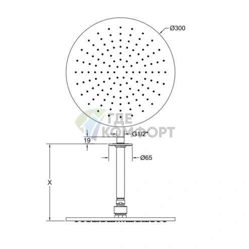 Потолочная шарнирная душевая головка GESSI INCISO 300 мм, хром (58252#149) - фото 2