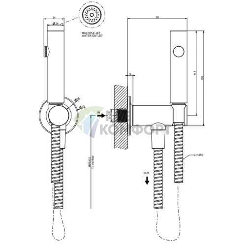 Гигиенический душ GESSI Incoso 1/2 в отделке матовая медь PVD (58153#708) - фото 2