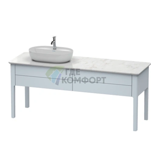 Напольная база Duravit Luv 743x1788x570 с 2 выдвижными ящиками, раковина слева, светло-голубой шелковисто-матовый (LU9563L9797) - фото 1