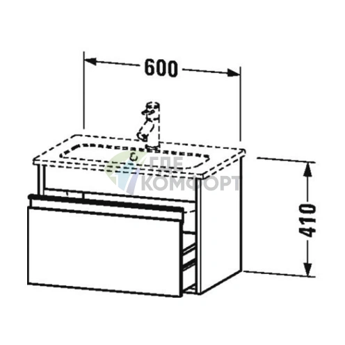 База под раковину Duravit Ketho с выдвижным ящиком, белая матовая 410x600x385 мм (KT642201818) - фото 2