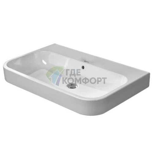 Раковина Duravit Happy D2 накладная белая 650x505 мм без отверстий, с заглушкой и хромированным сифоном (2318650060) - фото 3