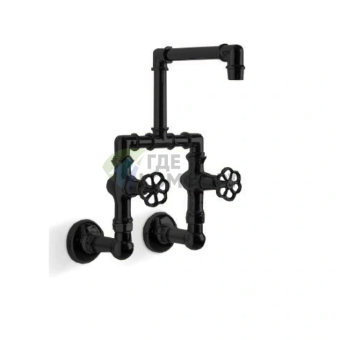 Смеситель настенный Kerasan Artwork для раковины на 2 отверстия, цвет G-BLACK (756814) - фото 1