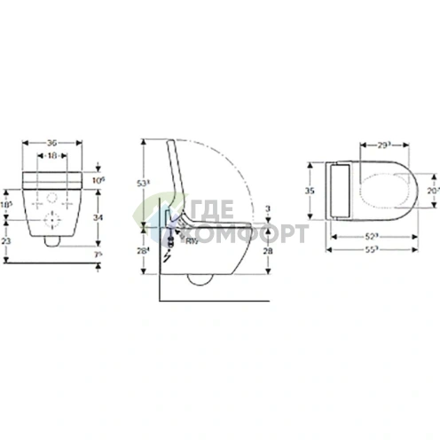 Подвесной унитаз Geberit AquaClean Tuma Comfort с панелью из белого стекла - фото 6