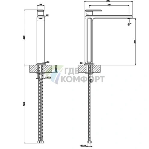 Высокий смеситель Gessi Eleganza для раковины без донного клапана, цвет Finox (46004#149) - фото 2
