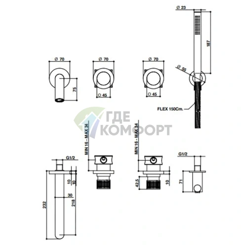 Встраиваемый смеситель для душа Bongio Time 2020 из нержавеющей стали (71530AS0DEU) - фото 2