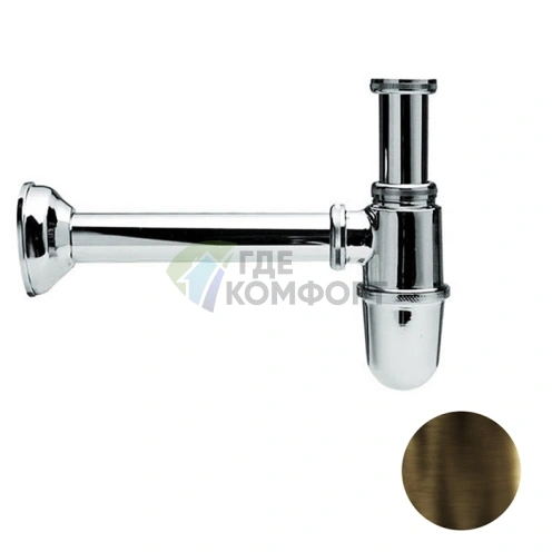 Сифон для раковины Nicolazzi 1 1/4 без донного клапана, тёмная бронза (5568BDB) - фото 1