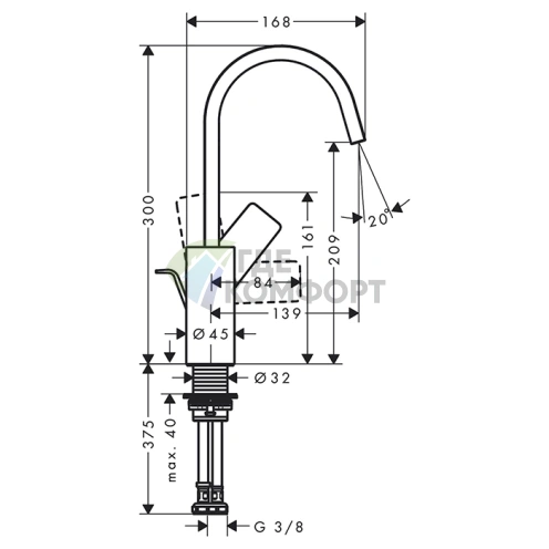 Смеситель для раковины Hansgrohe Vivenis однорычажный с поворотным изливом и донным клапаном, черный матовый (75030670) - фото 2