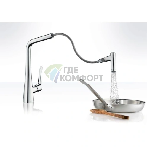 Смеситель Hansgrohe Metris 14820800 для кухни с вращающимся изливом - фото 3