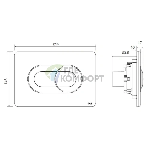 Кнопка смыва OLI Salina 640099: матовый черный и хром - фото 2