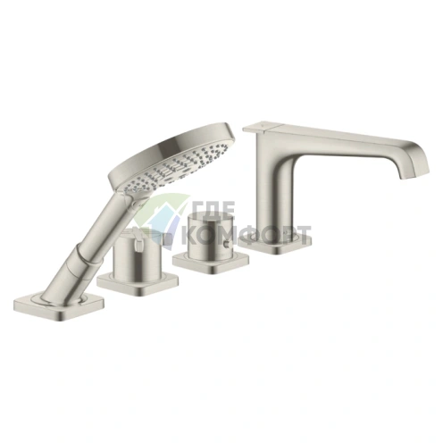 Смеситель для ванны AX Citterio E с 4 отверстиями в цвете сталь (36410800) - фото 1