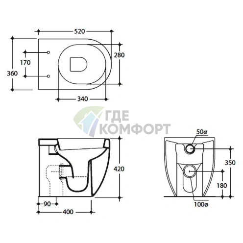 Приставной унитаз Kerasan Flo 311601: компактность и современный дизайн (311601) - фото 7