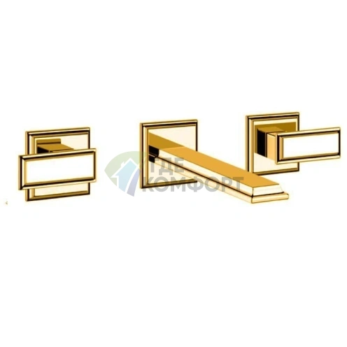 Gessi Eleganza — Встраиваемый смеситель для раковины на 3 отверстия в золотом цвете (46090#080) - фото 1