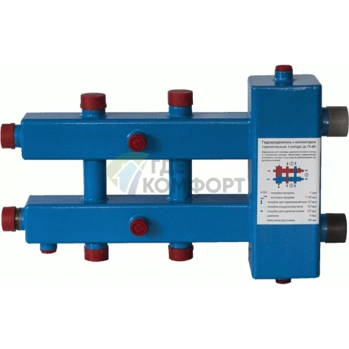 Гидроразделитель с коллектором Zota горизонтальный-3 контуров-до 70 кВт - фото 1