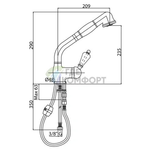 Смеситель для кухни Cezares Elite ELITE-LLDM-01-Bi - фото 2