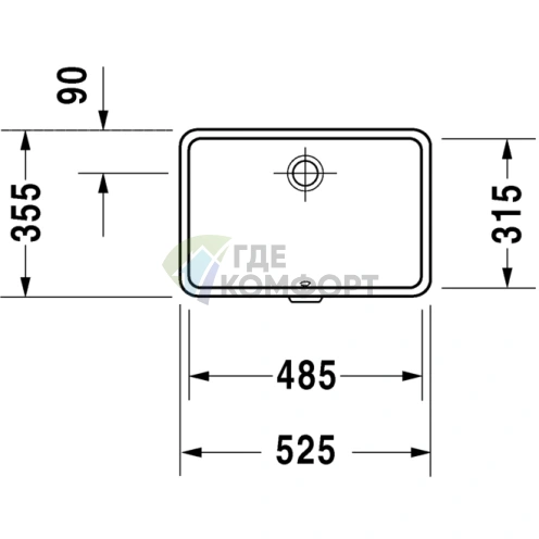 Встраиваемая раковина Duravit Vero без площадки под смеситель, белая, 485x315 мм (330480022) - фото 2
