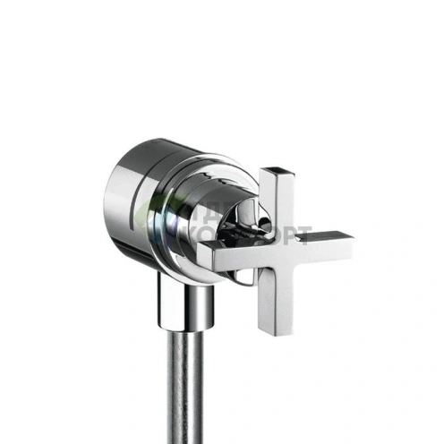 Вывод воды AX Citterio для ручного душа с клапаном, вентилем Fixfit Stop и крестовой ручкой, хром (39883000) - фото 1