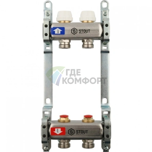 Коллектор STOUT SMS 0922 000002 на 2 выхода, из нержавеющей стали без расходомеров - фото 2