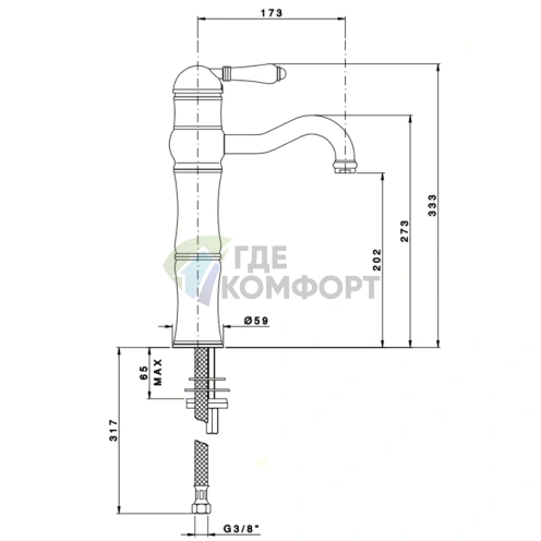 Однорычажный смеситель для раковины Nicolazzi Liberty Black с черными ручками Swarovski в золотом цвете (3472GB40) - фото 2