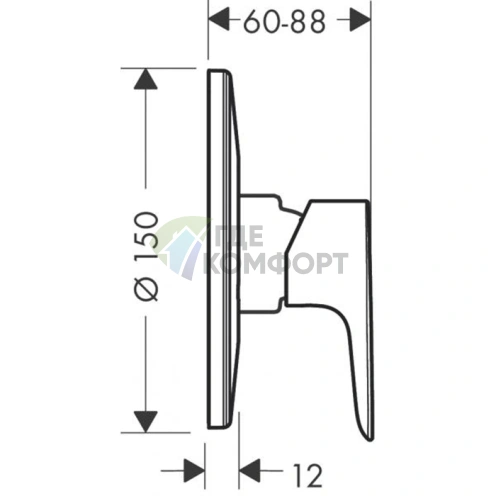 Встраиваемый однорычажный смеситель для душа Hansgrohe Talis E (хром) (71766000) - фото 2