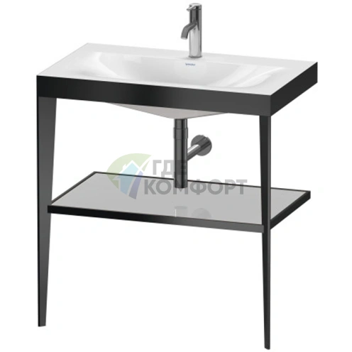 Консоль напольная Duravit XViu с раковиной и полкой 850x800x480 мм, черный мат/хром (XV4715OB210) - фото 1