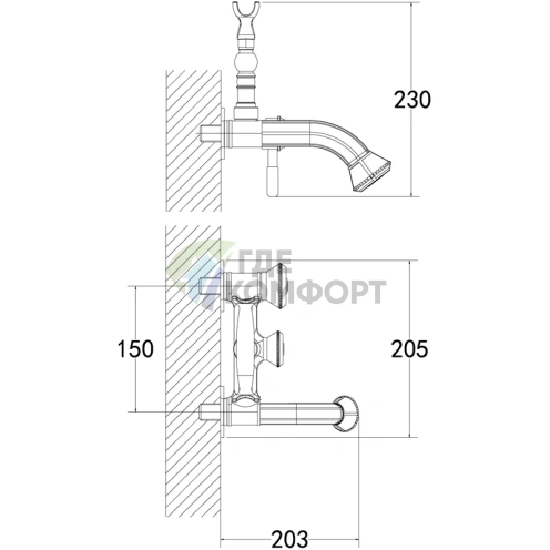 Стильный смеситель Lemark Jasmine LM6612ORB для ванны с душем в золотом исполнении - фото 1