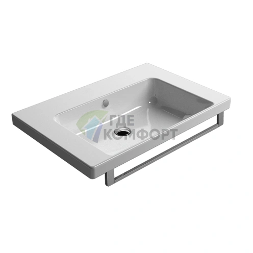 Раковина GSI Norm навесная-встраиваемая 75×50×18 см с переливом, белая - фото 1