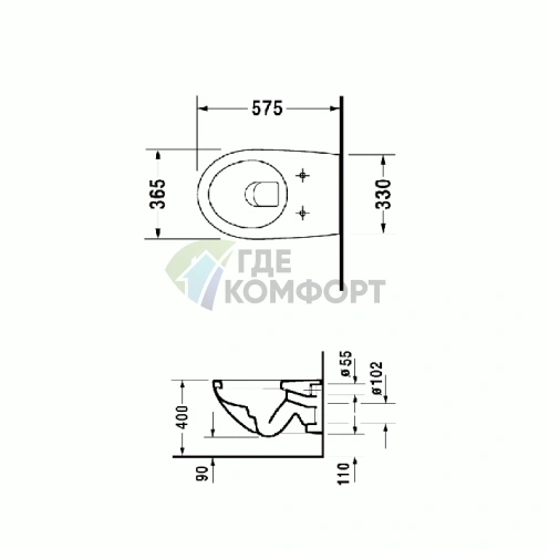 Подвесной унитаз Duravit Architec с вертикальным смывом и покрытием HygieneGlaze (2546092064) - фото 2
