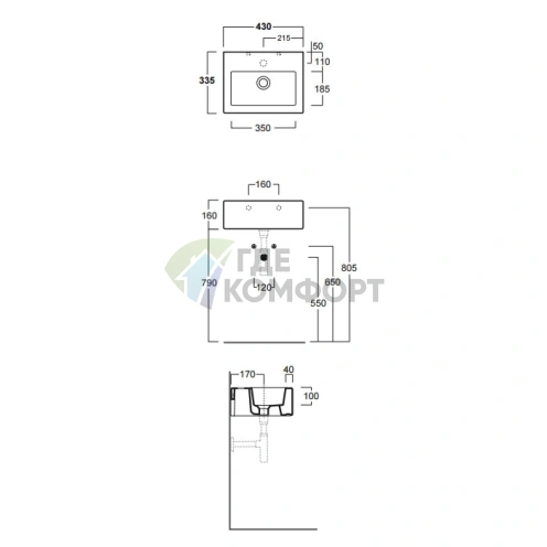 Раковина SIMAS Frozen 43 см белая с выбитым вручную отверстием - фото 2