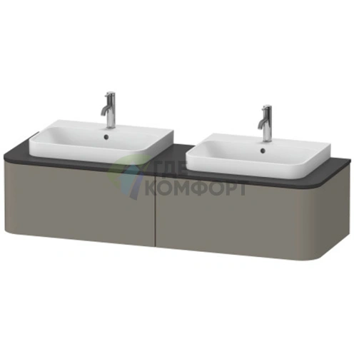 Подвесная тумба Duravit Happy D.2 Plus 1600 мм, 2 ящика, цвет Stone Grey Satin Matt (HP4936B9292) - фото 1