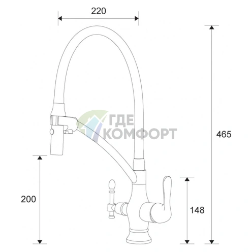 Кухонный смеситель Zorg ZR 347-8 YF золотистый - фото 2