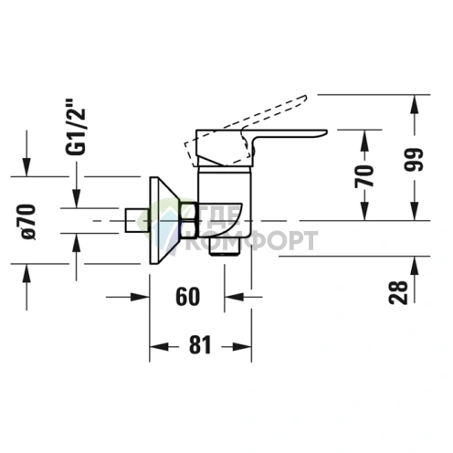 Смеситель для душа Duravit A.1 настенный, хром (A14230000010) - фото 2