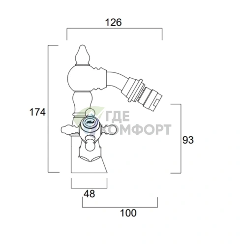 Смеситель для биде SIMAS VICTORIA: настенный, 1 отвод, хром (VIBBM cr) - фото 2