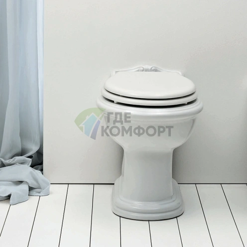 Унитаз напольный приставной AZZURRA JUBILAEUM с верхним сливом, белый (JUB110/P bi)) - фото 1