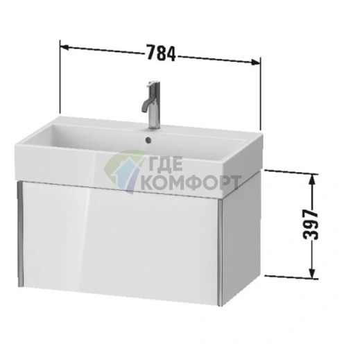 Тумба подвесная Duravit XViu для раковины 235080, 1 ящик, цвет walnut dark/черный матовый (XV42360B221) - фото 2